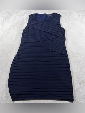 Jessica Howard Navy Layered Sleeveless Sheath Dress